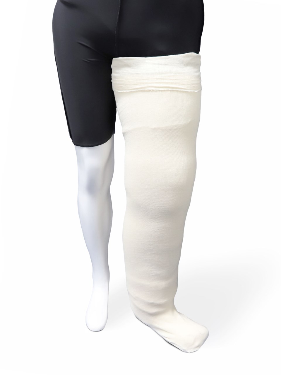 Cotton liner thigh high displayed on a mannequin
