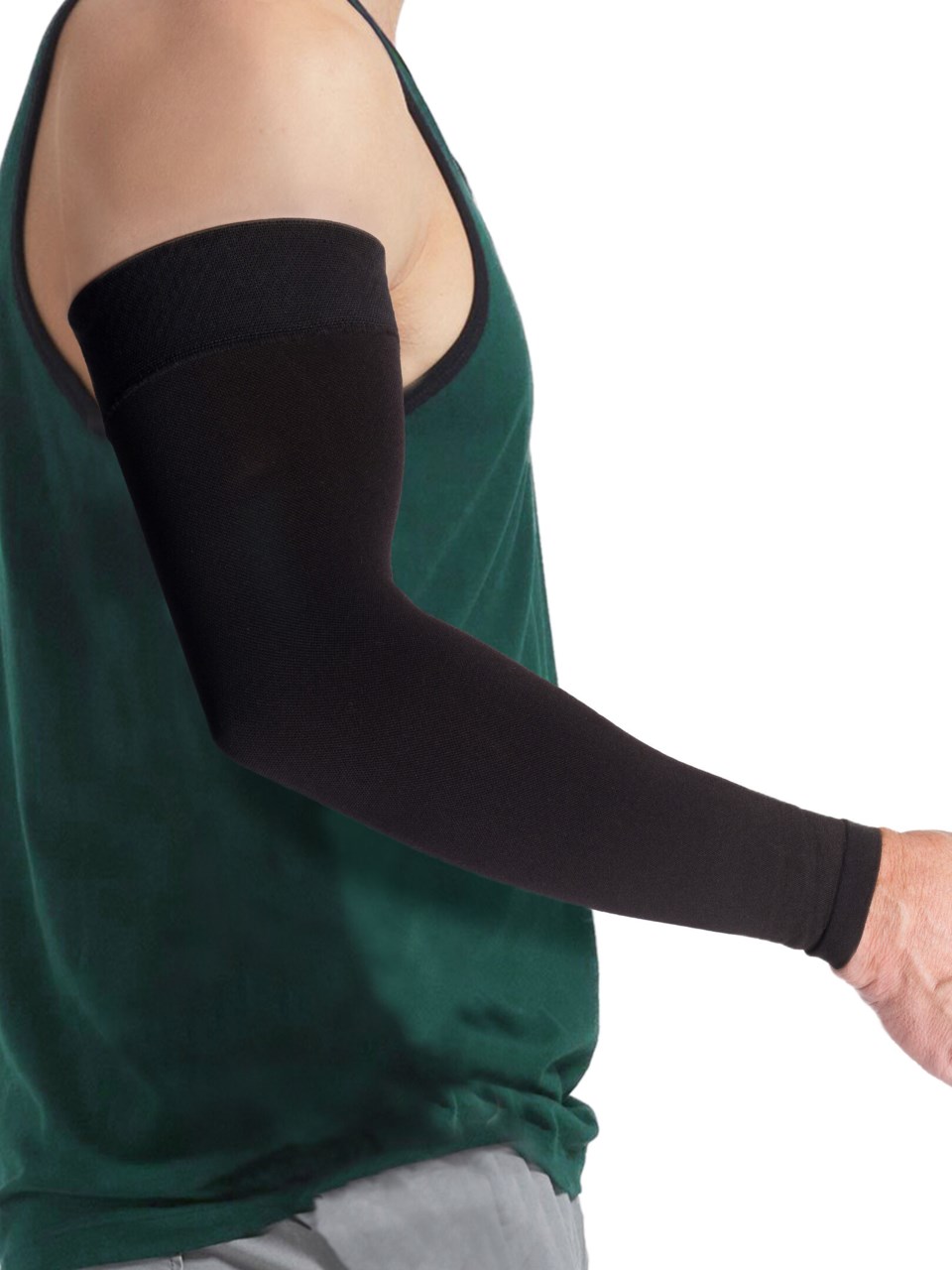 Male wearing SPECIALTY SECURE ARM SLEEVE in BLACK
