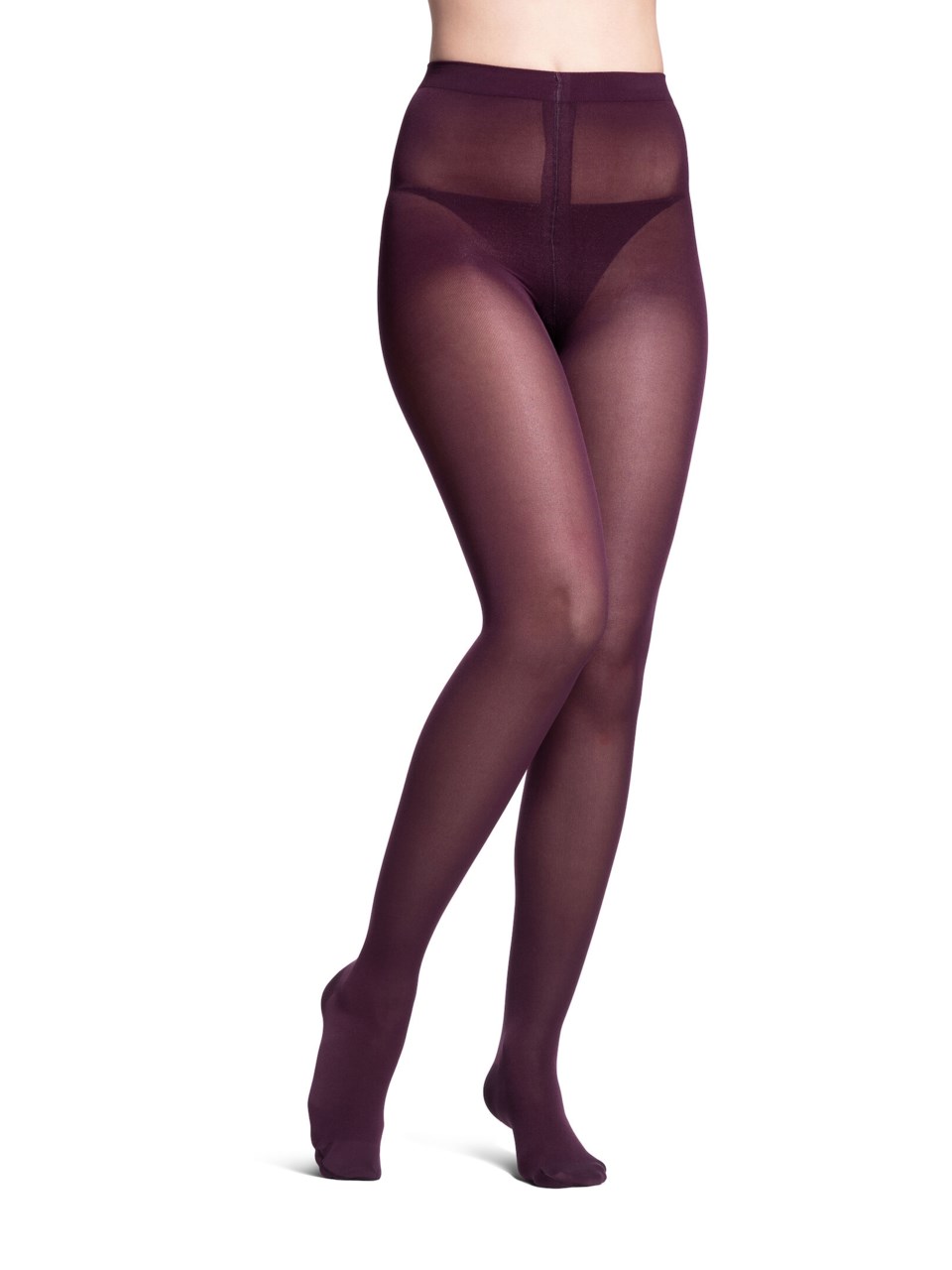 Female wearing STYLE SOFT OPAQUE compression pantyhose in MULBERRY