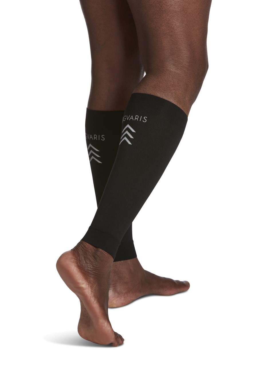 Male wearing WELLBEING compression PERFORMANCE SLEEVES in BLACK